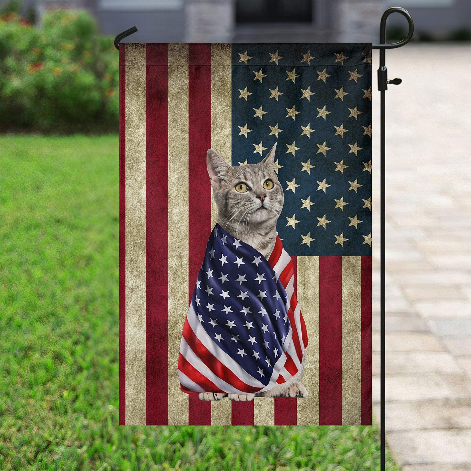Cat American Flag Cat Is Wearing A Usa Flag Pet Design Gift For Cat Owners