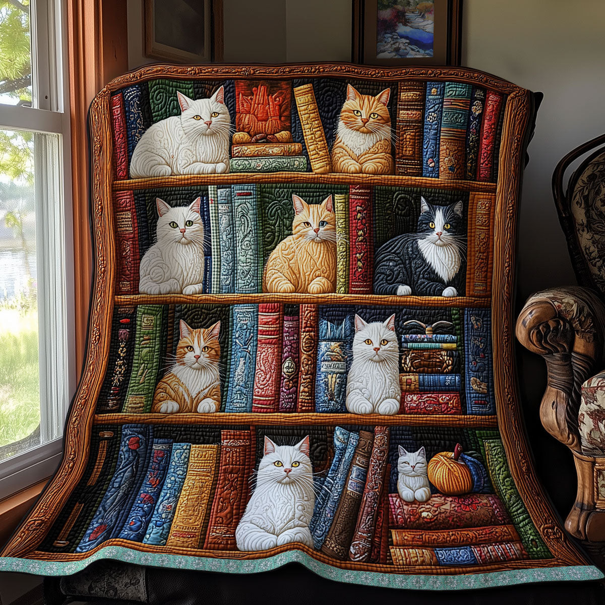 Cat And Book Quilt Blanket Throws And Blankets Mother's Day Gifts For Daughter In Law