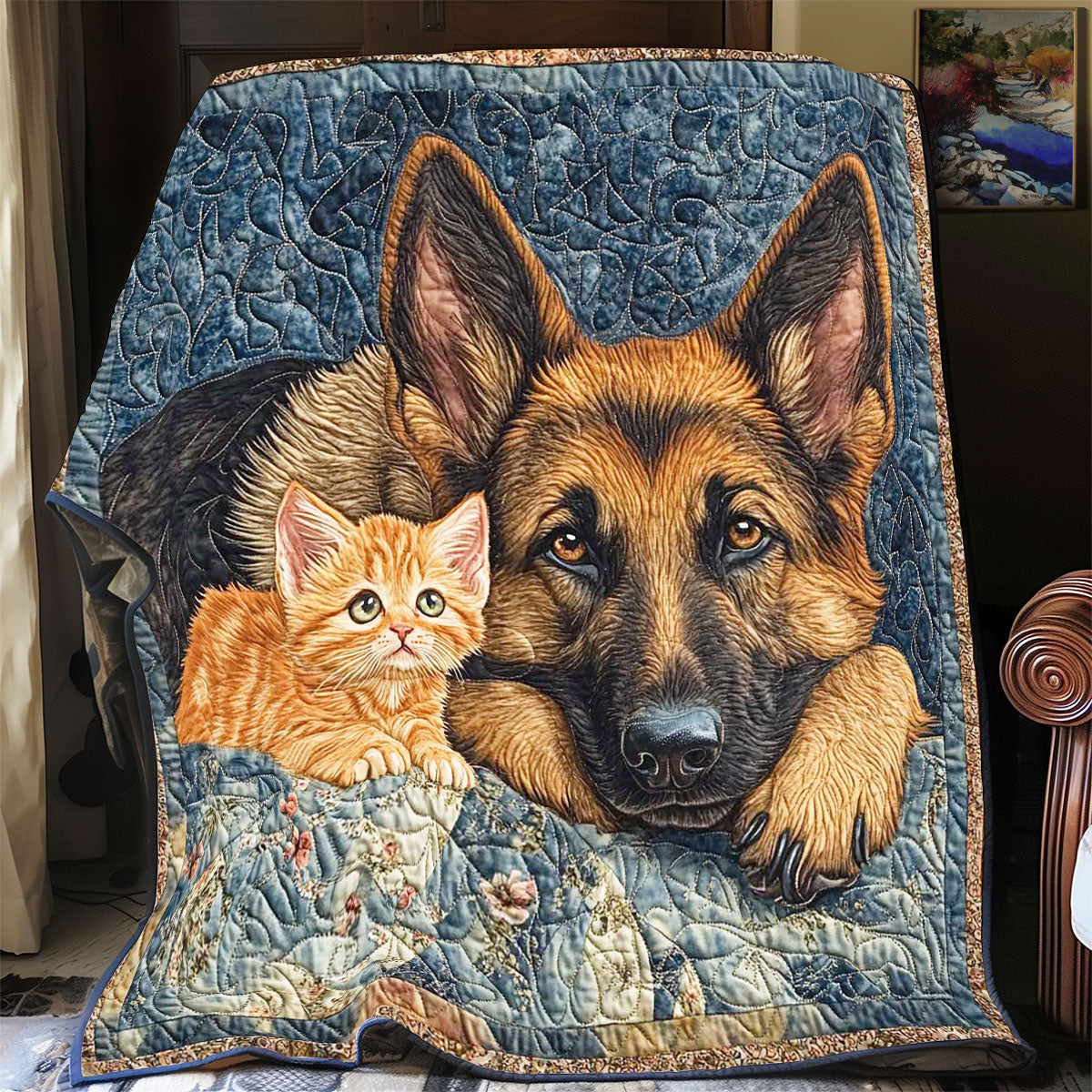 Cat And Dog Quilt Blanket Art Throw Blanket Cute Present Ideas For Cat Dog Lovers