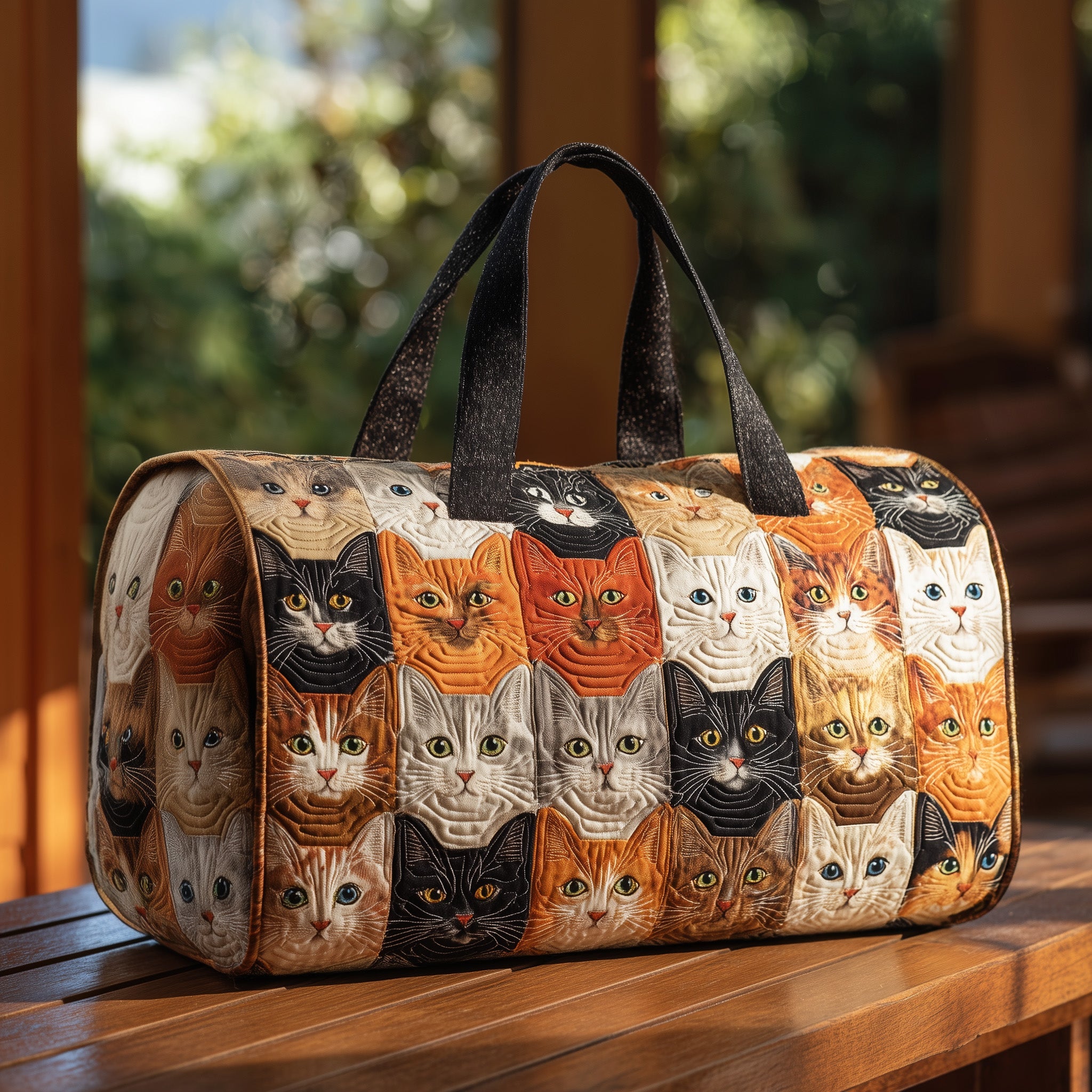 Cat Bliss Quilt Duffle Bag Easy To Clean Surface