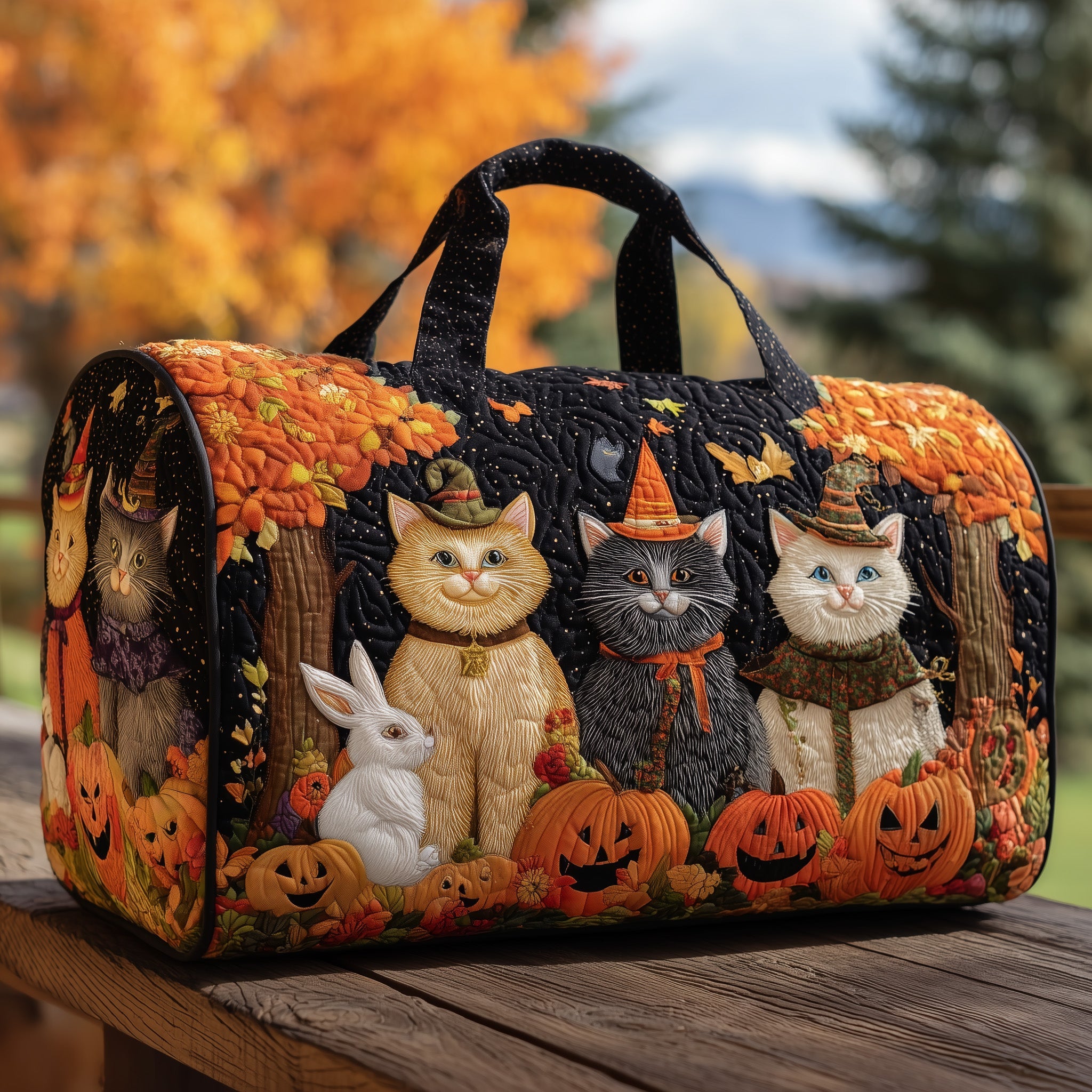 Cat Bliss Quilt Duffle Bag Halloween Gift Idea