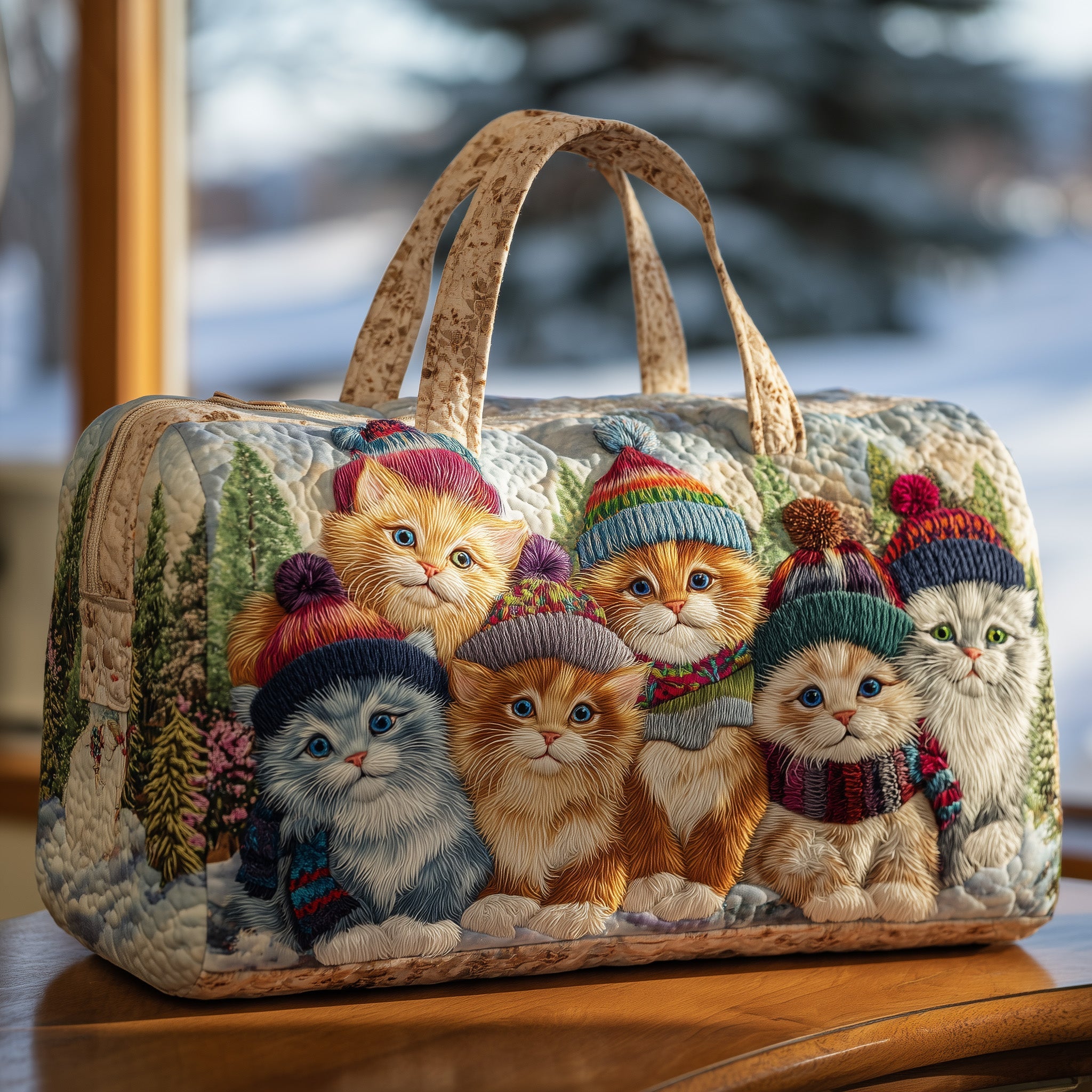 Cat Bliss Quilt Duffle Bag New Year Gift Idea