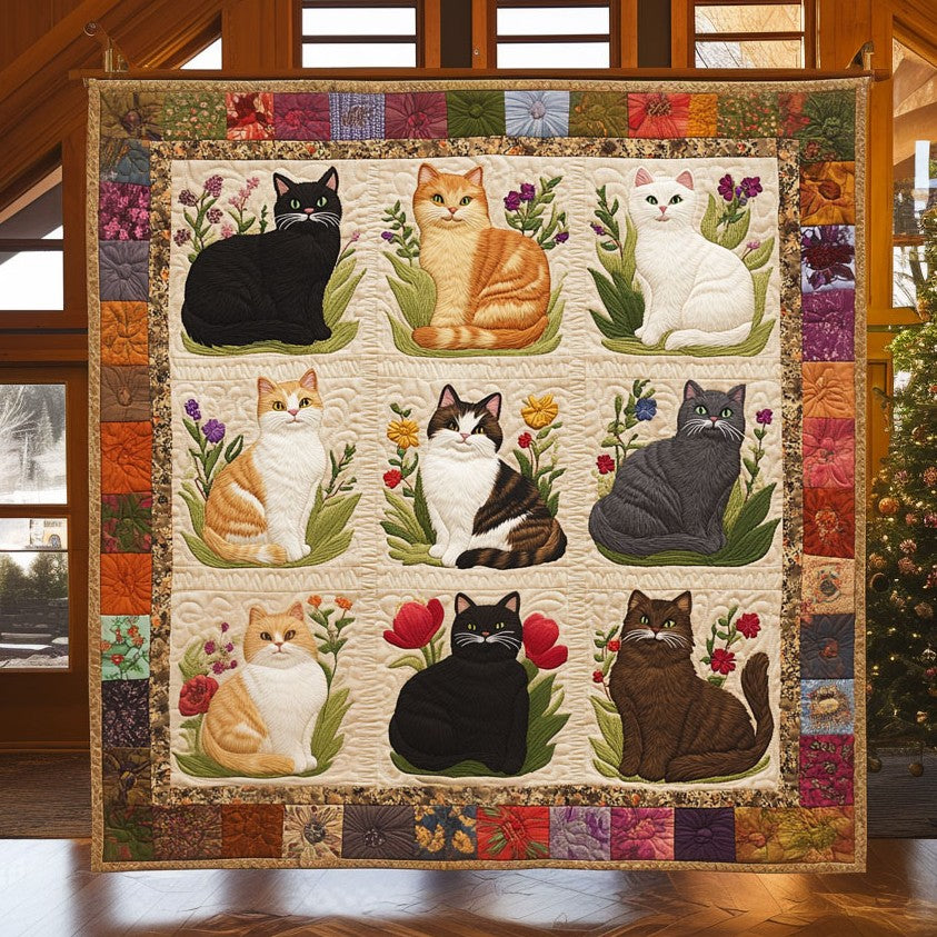 Cat Bloom Quilt Blanket Sofa Throws Christmas Cat Lover Gifts For Women