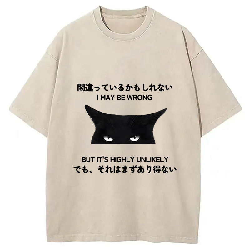 Cat Can Do No Wrong Washed T-Shirt Classic Graphic Fashion Tee Gifts For Her