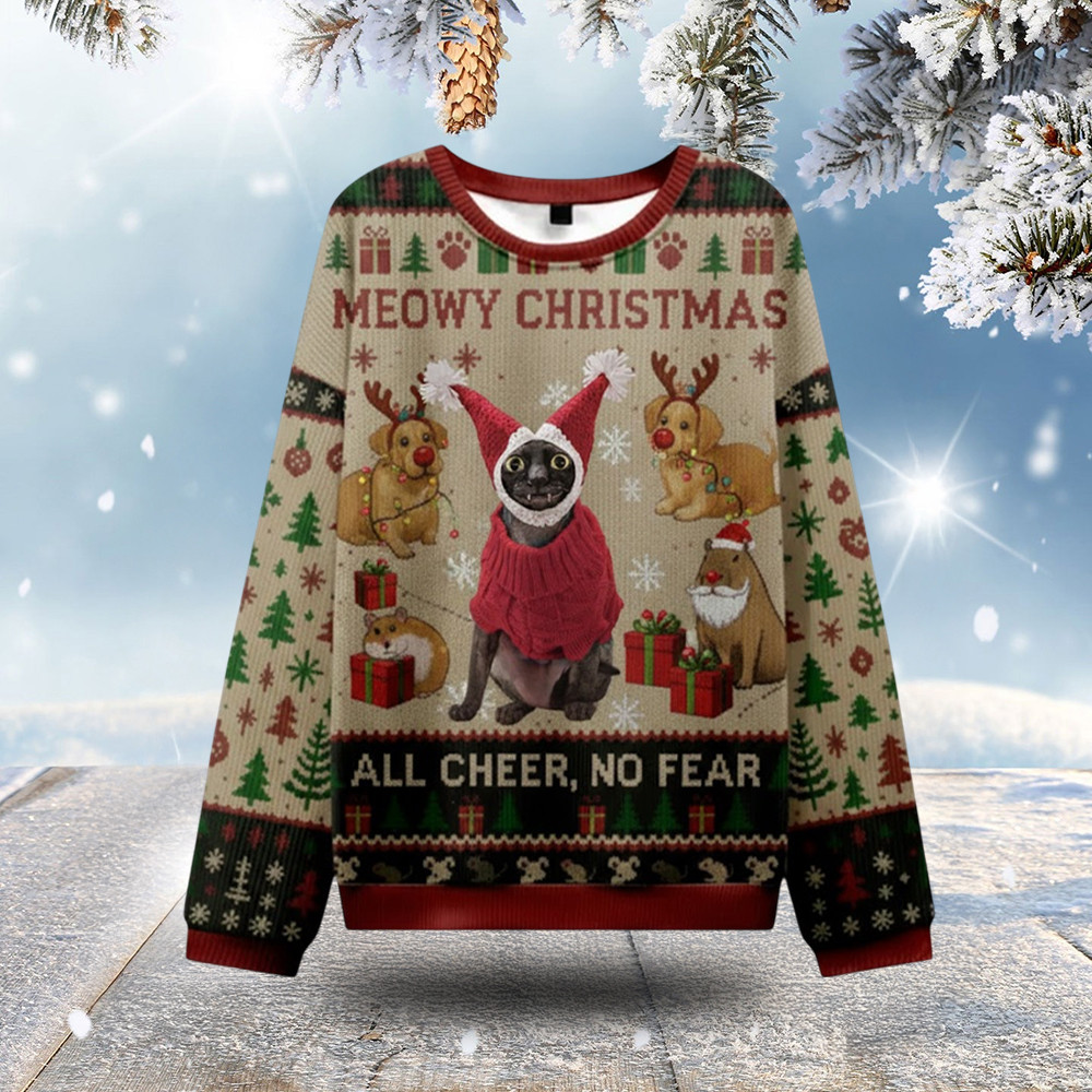 Cat Capybara Dog Ugly Christmas Sweater Meowy Christmas Xmas Clothing Gift Ideas