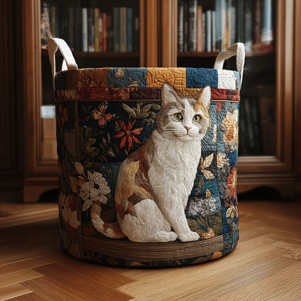 Cat Chorus Quilted Laundry Basket Cozy Quilted Laundry Basket Gift for New Homeowners