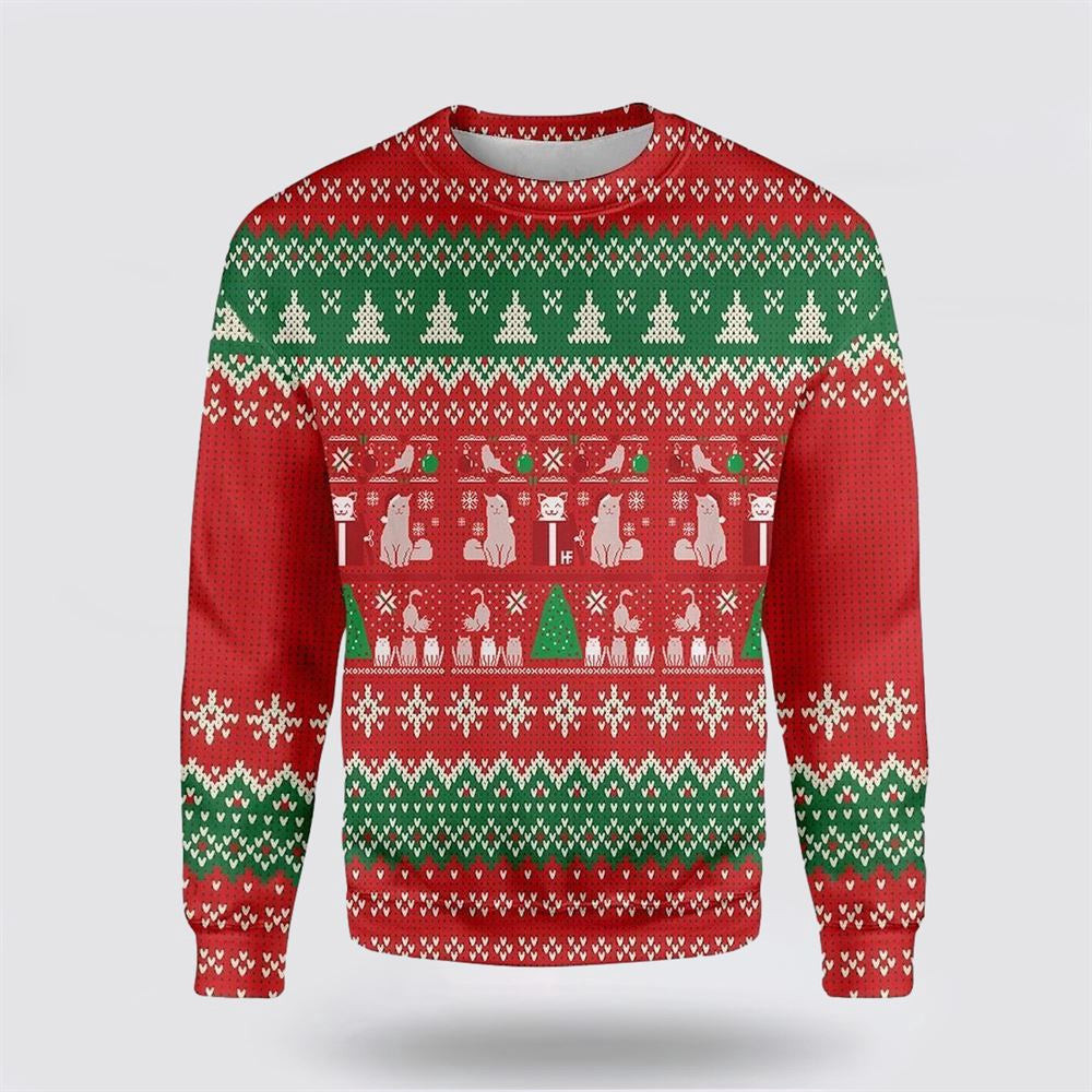 Cat Christmas Present Ugly Christmas Sweater Christmas Unisex Sweater Funny Christmas Sweater