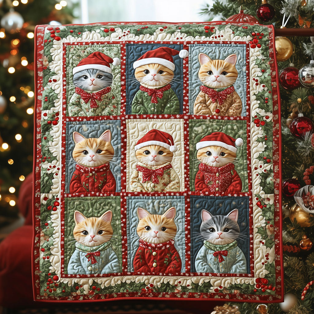 Cat Christmas Quilt Elegant Quilt Blanket for Relaxing Evenings