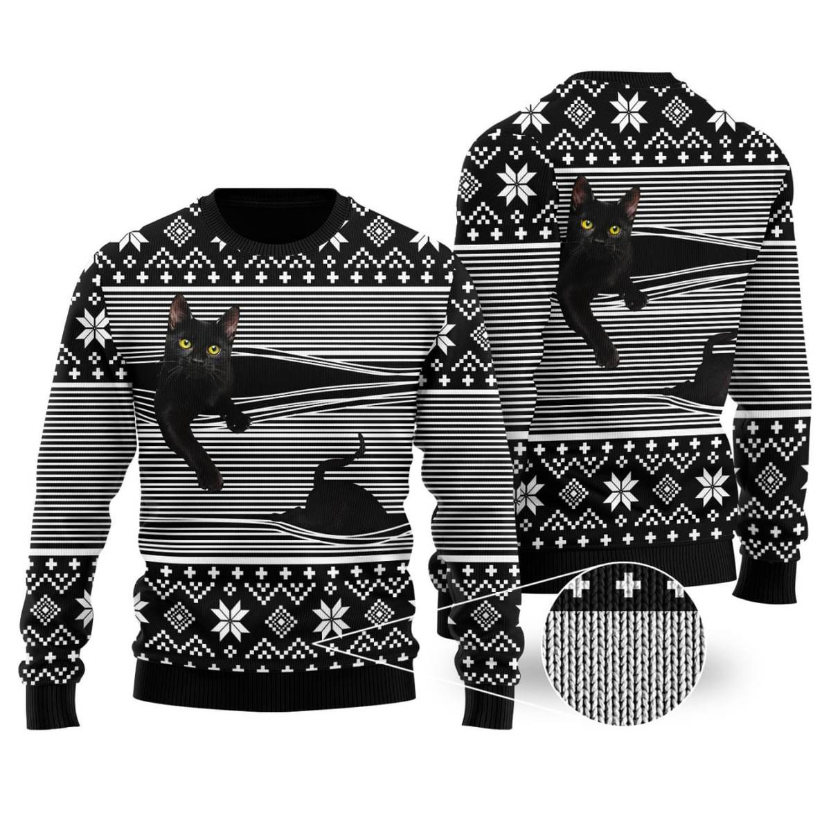 Cat Christmas Sweater Black Funny Ugly Christmas Sweater Lovely Christmas Sweater Gift for Mom or Grandma