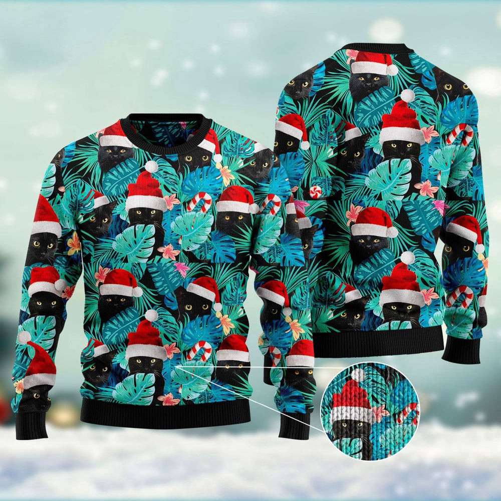 Cat Christmas Ugly Sweater Black Cat Ugly Christmas Sweater Gifts For Couples