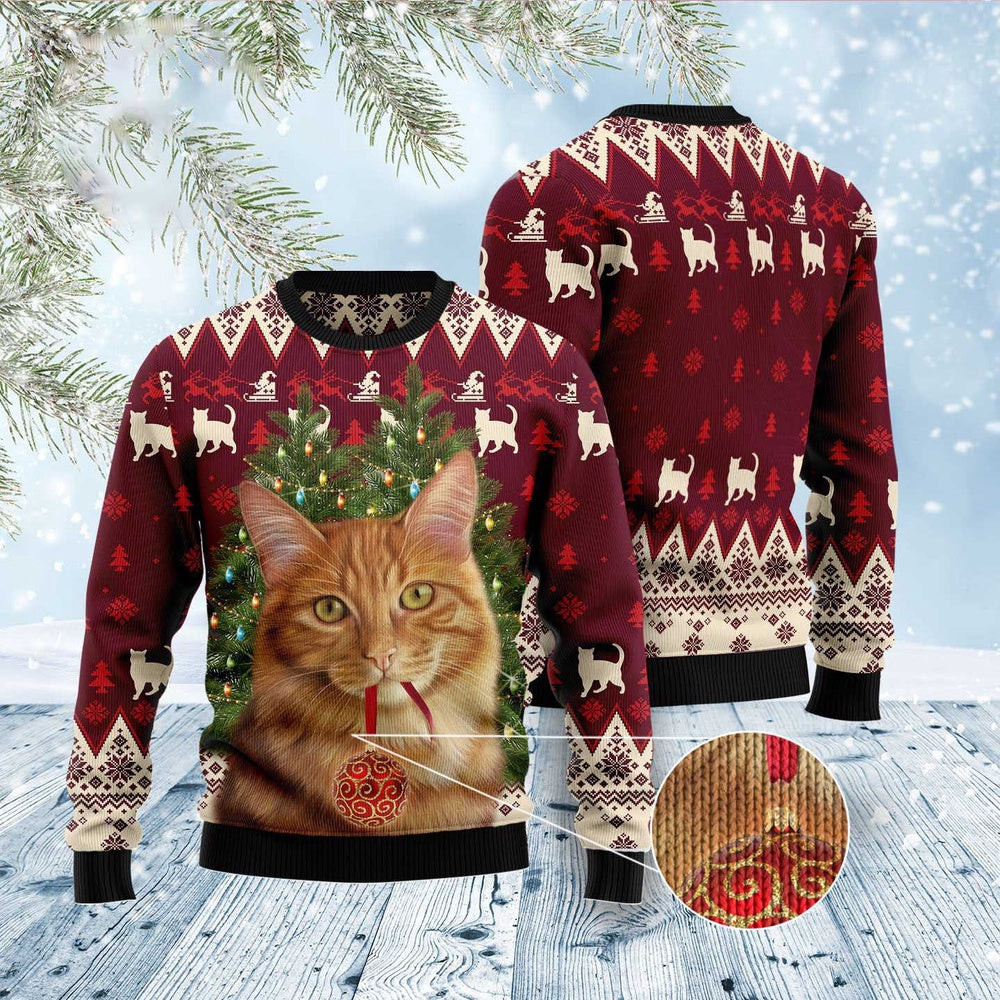 Cat Christmas Ugly Sweater Cat Decor Pine Ugly Christmas Sweater Gifts For Couples