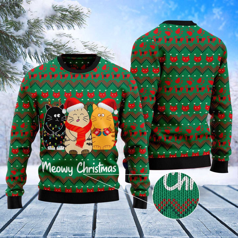 Cat Christmas Ugly Sweater Cat Meowy Christmas Ugly Christmas Sweater Gifts For Couples