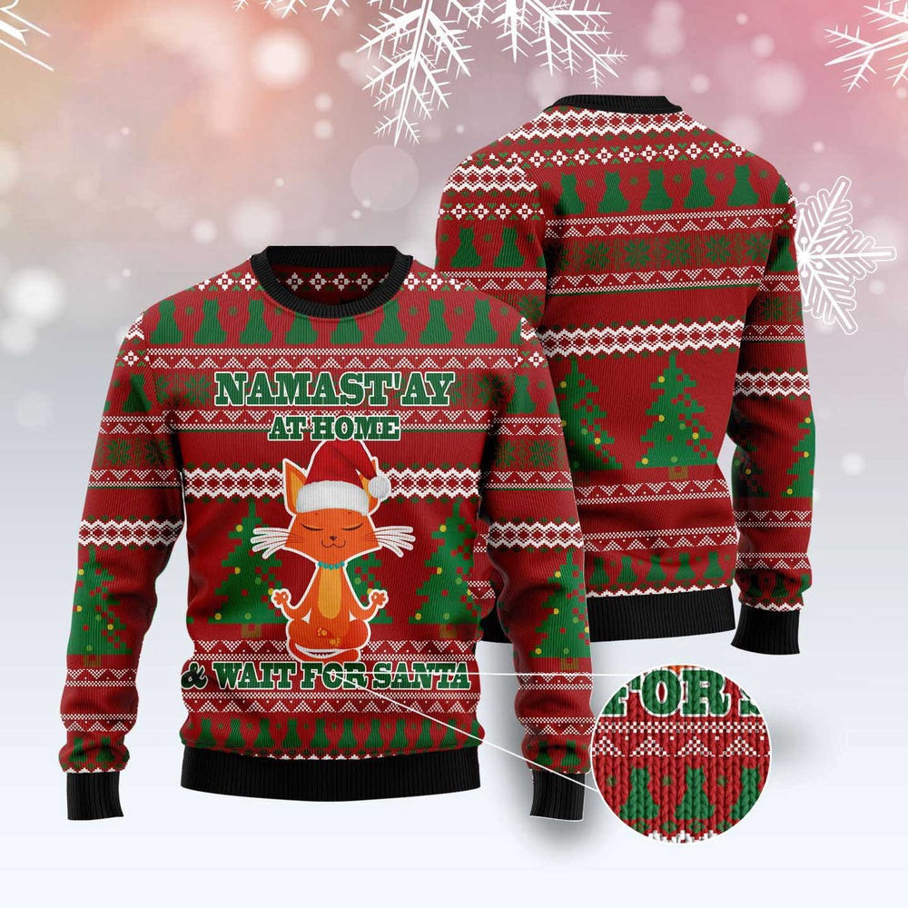 Cat Christmas Ugly Sweater Cat Yoga Ugly Christmas Sweater Gifts For Couples