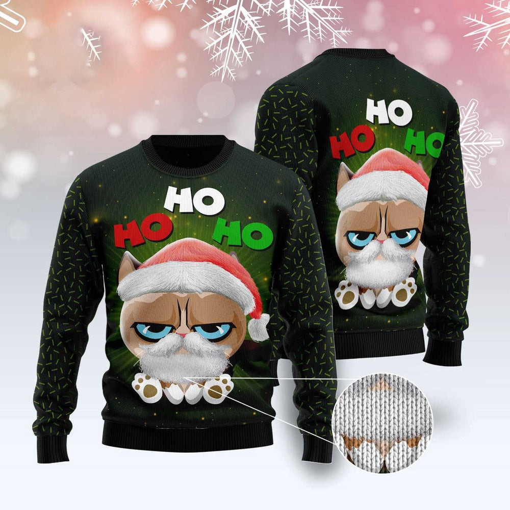 Cat Christmas Ugly Sweater Grumpy Cat Hohoho Ugly Christmas Sweater Gifts For Couples