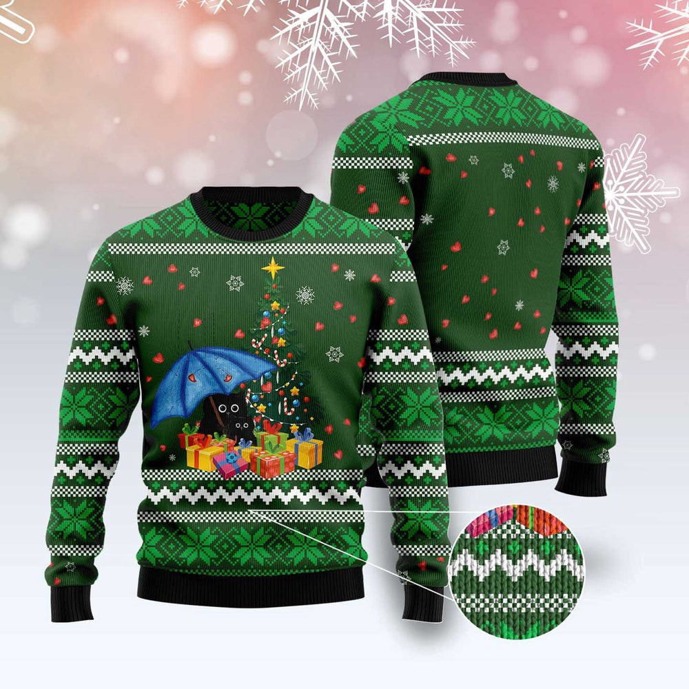 Cat Christmas Ugly Sweater Rain With Love Black Cat Ugly Christmas Sweater Gifts For Couples