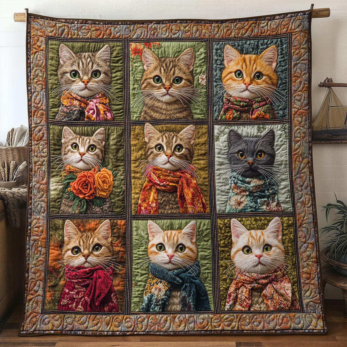 Cat Collage Quilted Blanket Winter Blanket Best Cat Gifts For Christmas