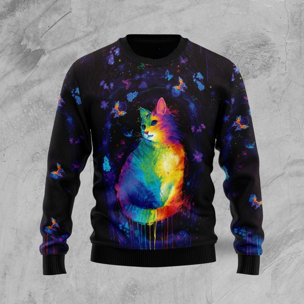 Cat Colorful Ugly Christmas Sweater Gift For Christmas