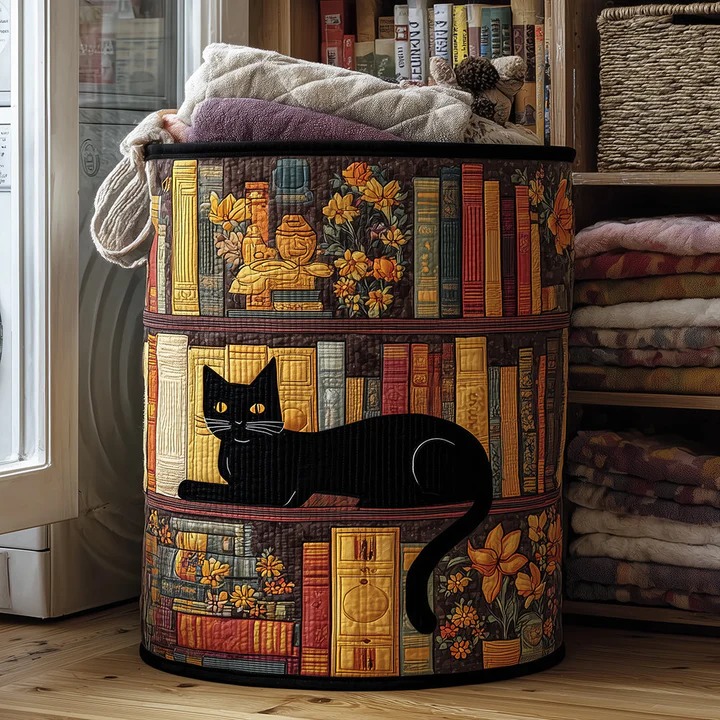 Cat Comfort Quilted Laundry Basket Cozy Boho Cat Home Decor Best Gift For Cat Moms