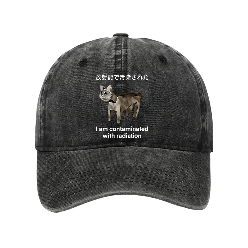 Cat Contaminated By Radiation Washed Hat Animal Themed Meme Cap Gifts For Cat Owners