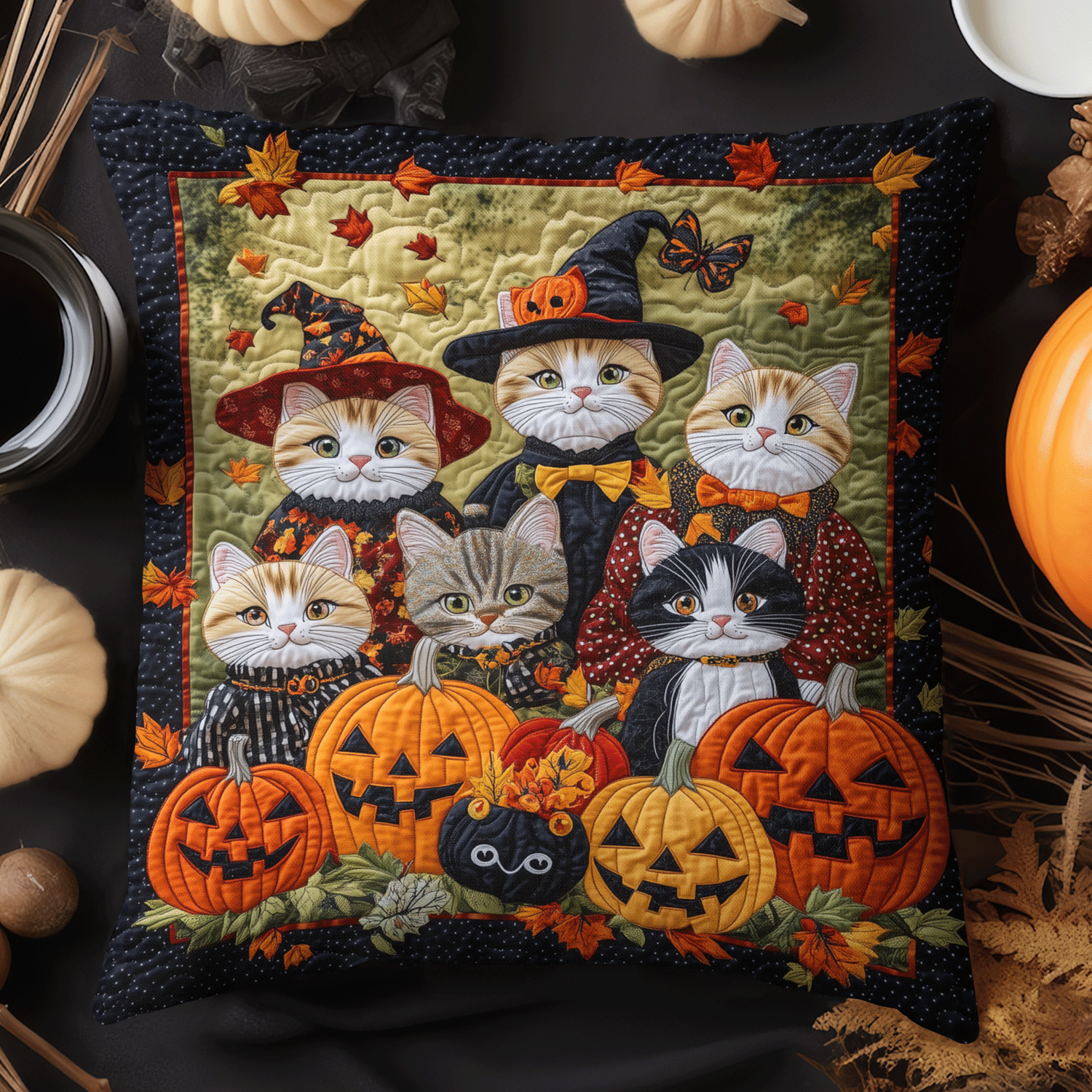 Cat Coven Halloween Pillow Case Gnome Christmas Pillow Cover