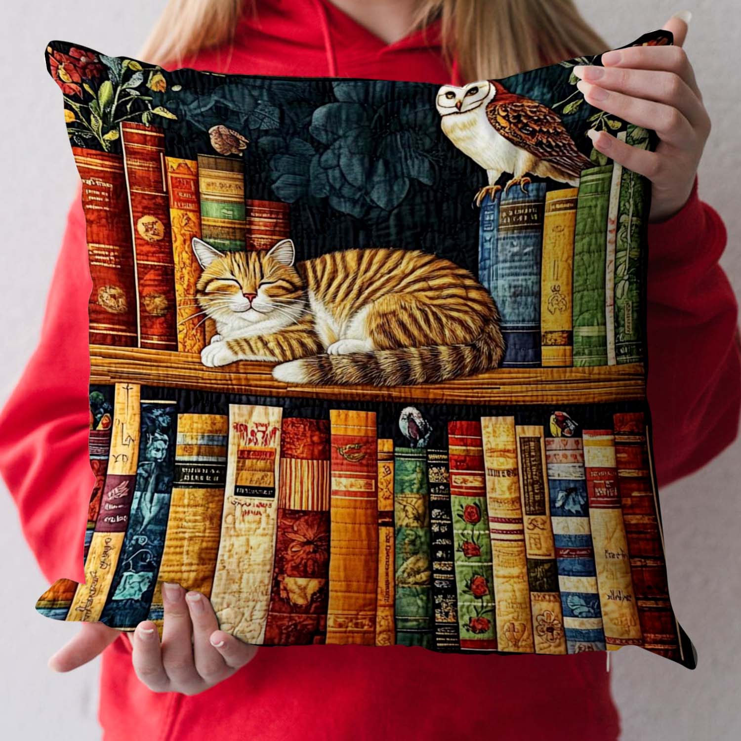 Cat Cozy Nook Quilted Pillow Case Santa Christmas Pillow Cover