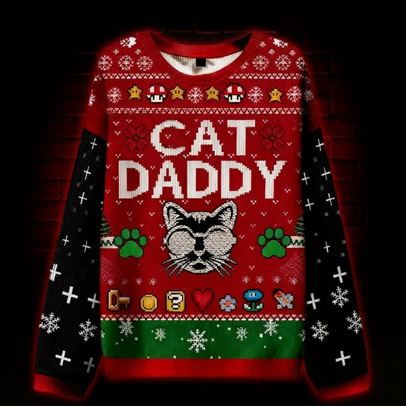 Cat Daddy Ugly Christmas Sweater Funny Xmas Holiday Apparel Gifts For Cat Lovers