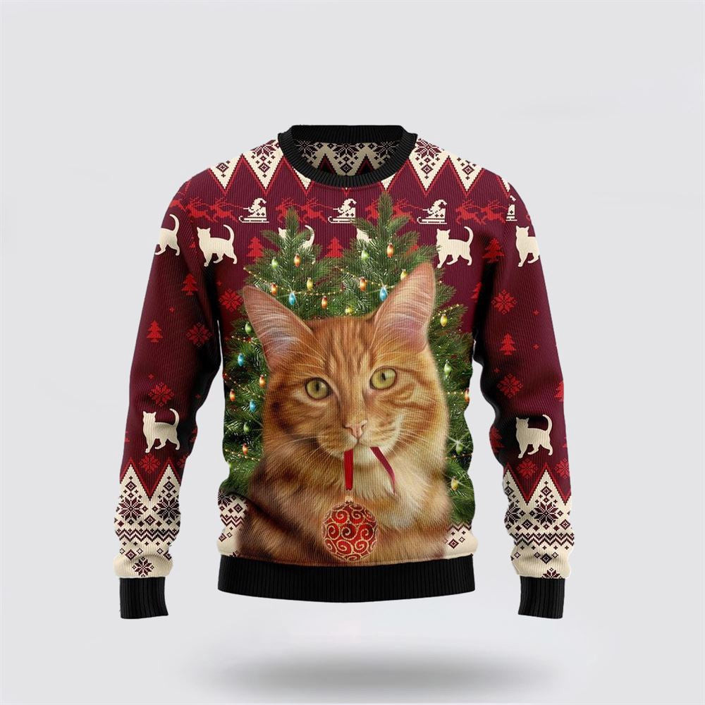 Cat Decor Pine Ugly Christmas Sweater Christmas Unisex Sweater Funny Christmas Sweater