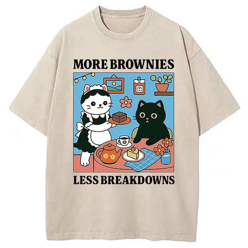Cat Dessert Shop Washed T-Shirt Trendy Everyday Casual Outfit Gifts For Him