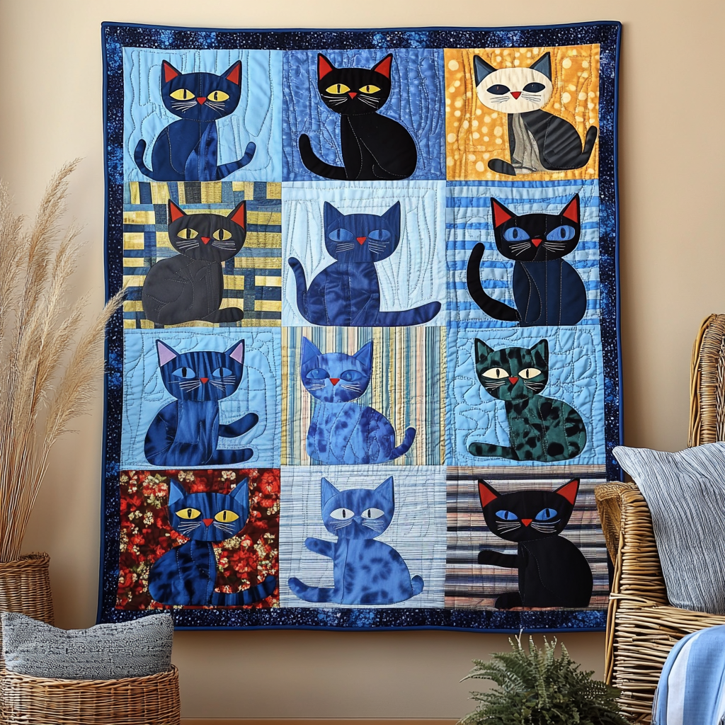 Cat Dreamland Quilted Blanket Novelty Gifts For Cat Lovers