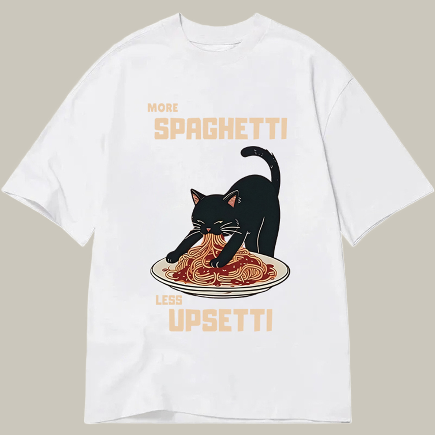 Cat Eating Spaghetti Funny Classic Shirt Funny Graphic T-Shirt Cat Gifts For Cat Lovers