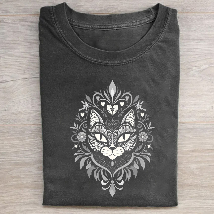 Cat Face Mandala Design Men_s Graphic T-Shirt Pet Lovers Merch Best Gift For Cat Owners