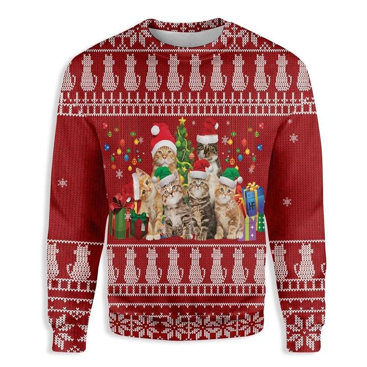 Cat Family Ugly Christmas Sweater Adorable Kitty Pullover Xmas Gifts For Cat Owners