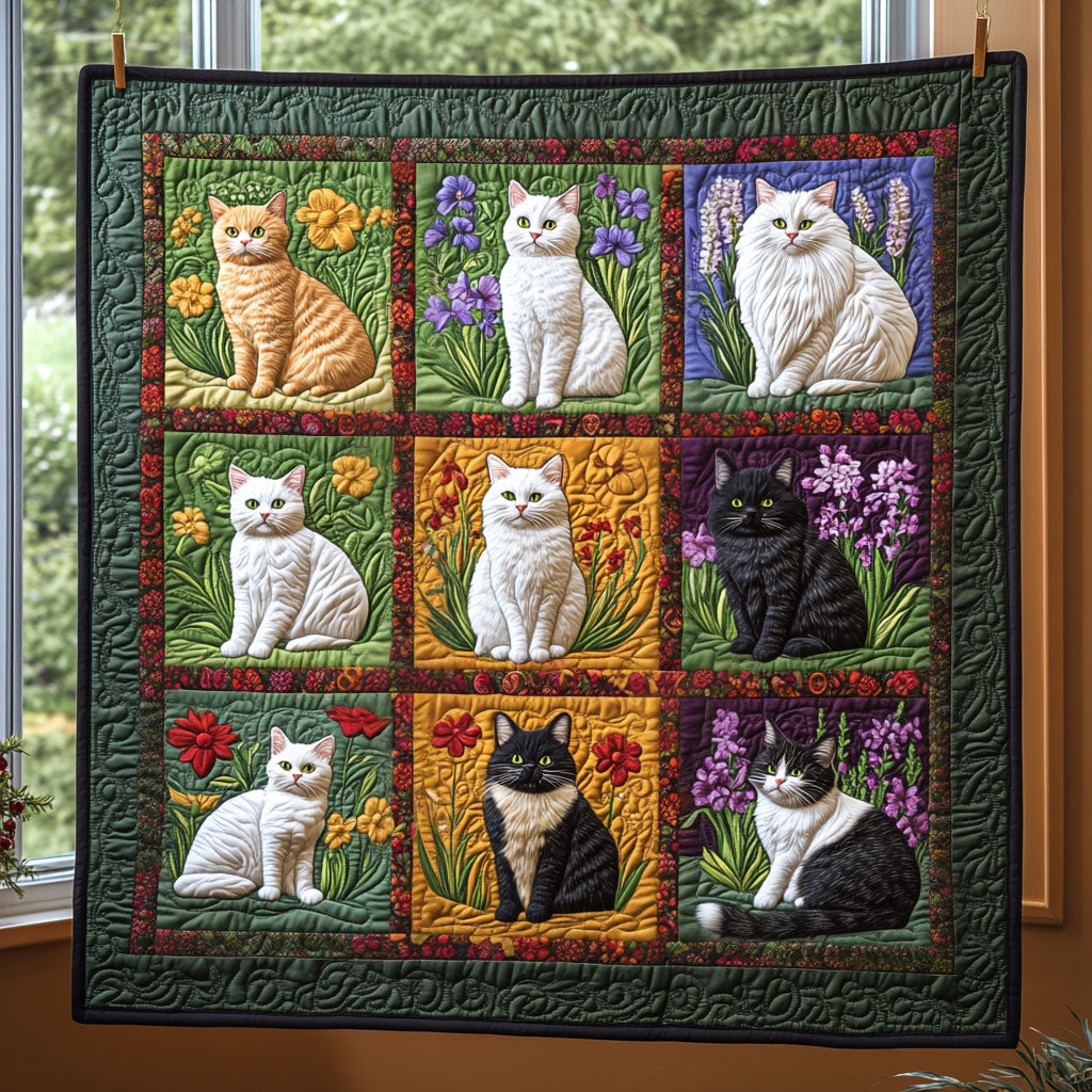 Cat Flower Grid Quilt Blanket Best Blankets Cat Themed Christmas Presents