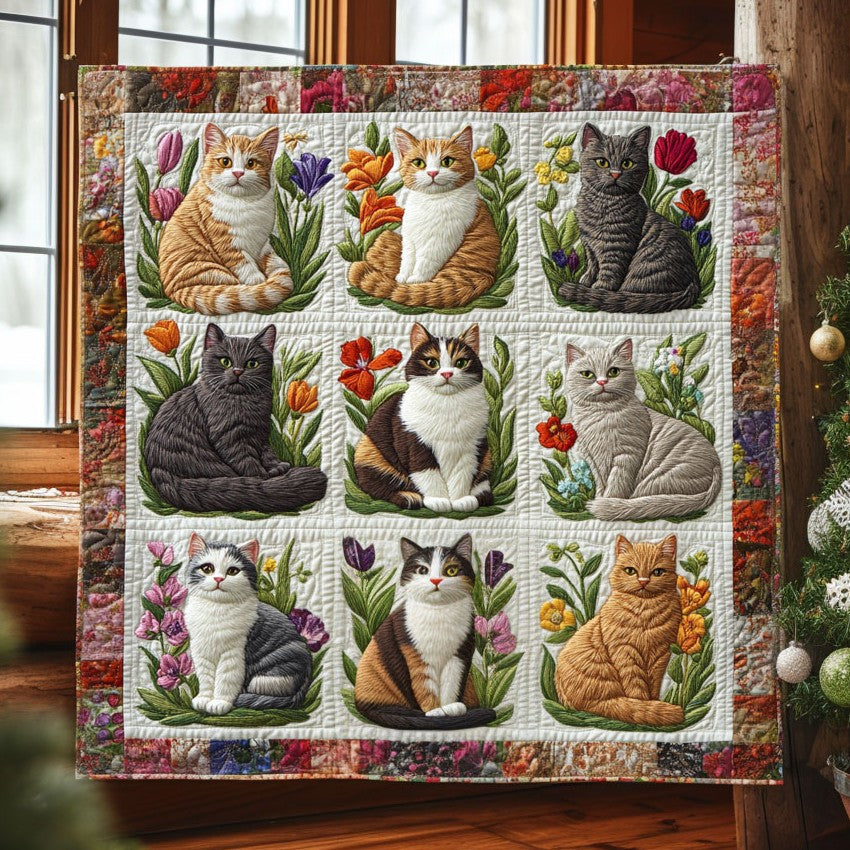 Cat Flower Quilt Blanket Sofa Throws Christmas Cat Lover Gifts For Women