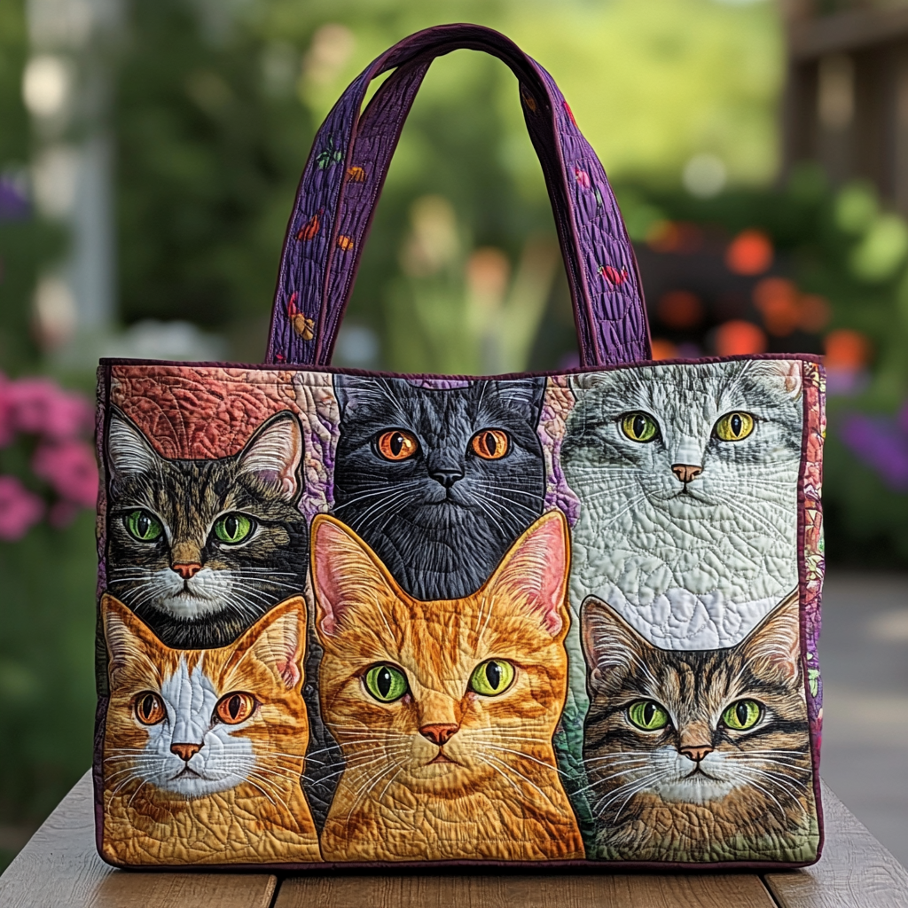 Cat Friends Quilted Tote Bag Cat And Owner Gifts
