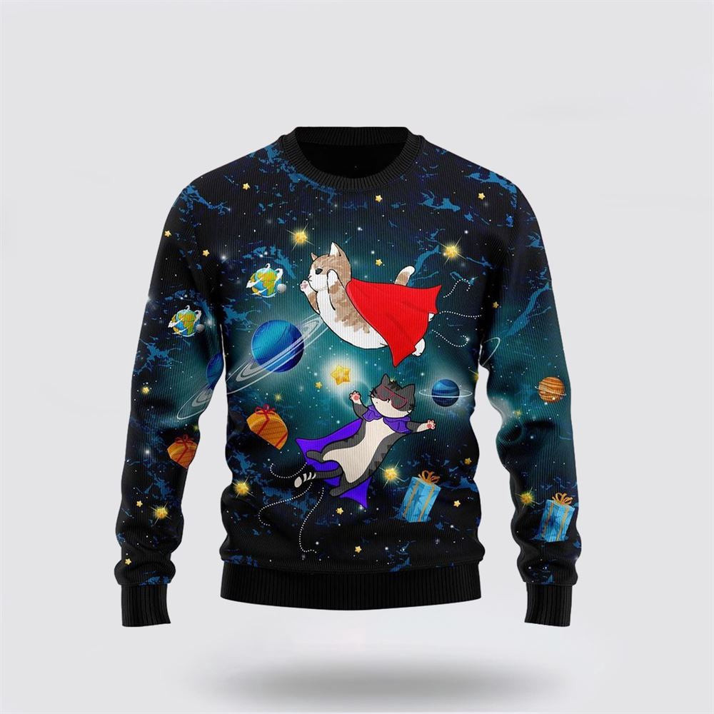 Cat Galaxy Ugly Christmas Sweater Christmas Unisex Sweater Funny Christmas Sweater