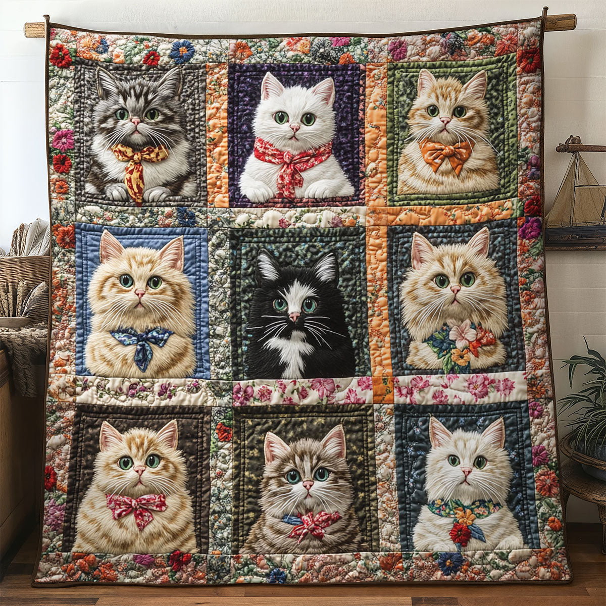 Cat Gallery Quilted Blanket Throws And Blankets Cat Christmas Gifts For Her