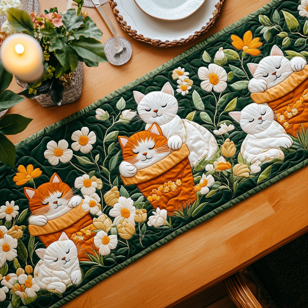 Cat Garden Quilted Table Runner Dining Room Table Decor Ideas Items For Cat Lovers