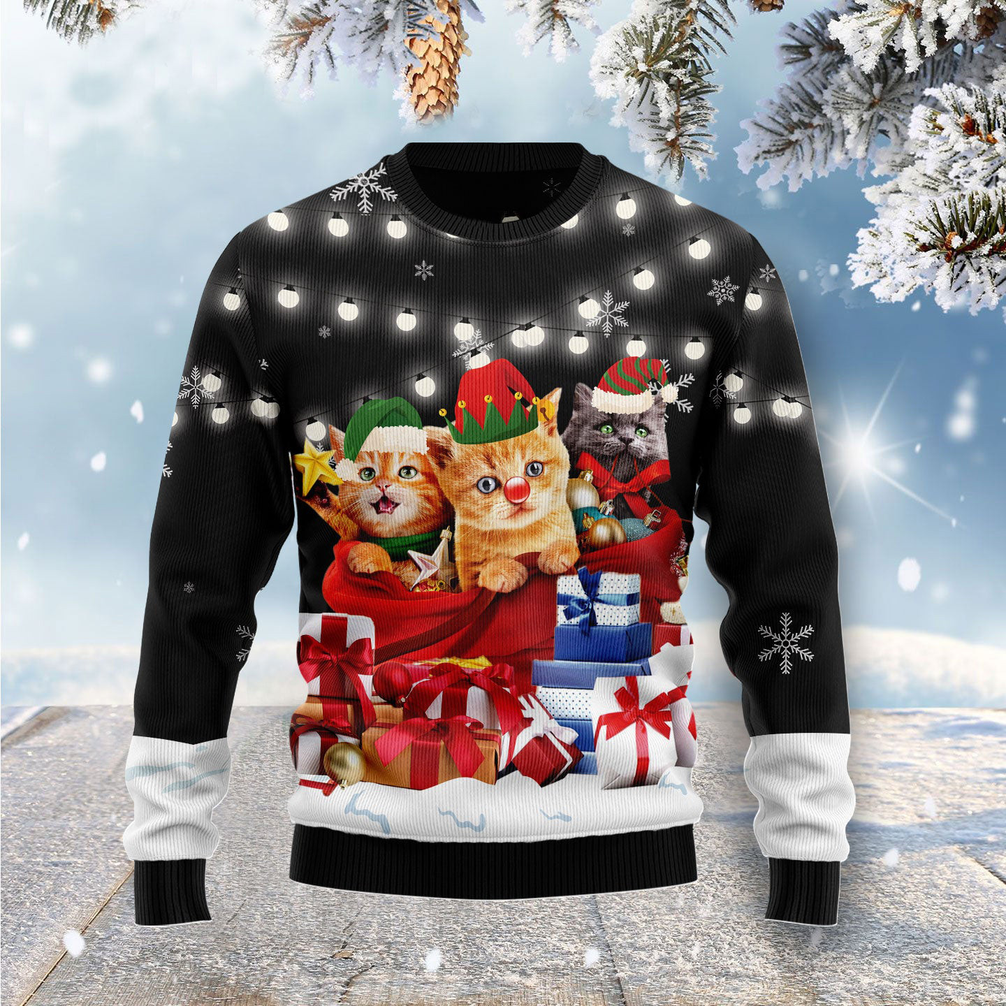 Cat Gifts Noel Ugly Christmas Sweater Cute Animal Apparel Christmas Day Clothes