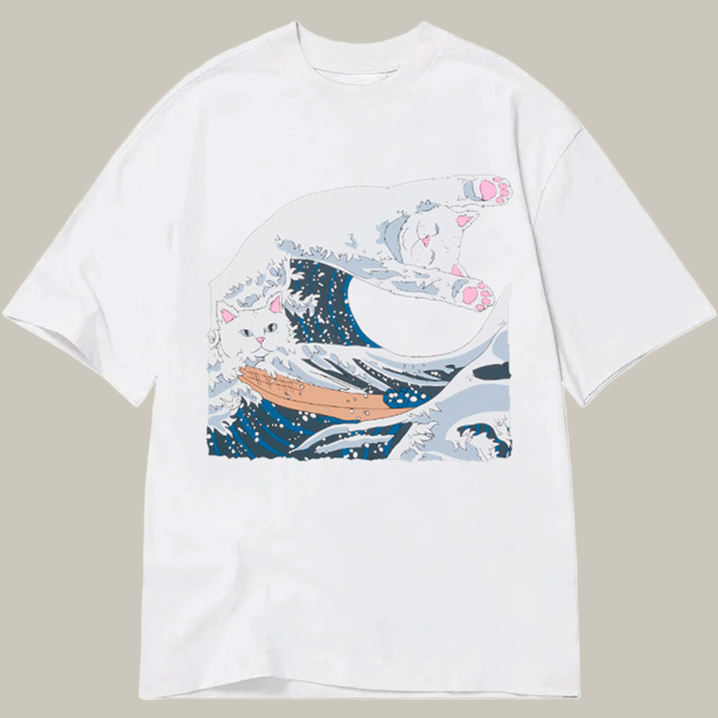 Cat Great Wave Classic Shirt Funny T-Shirts Christmas Presents For Son