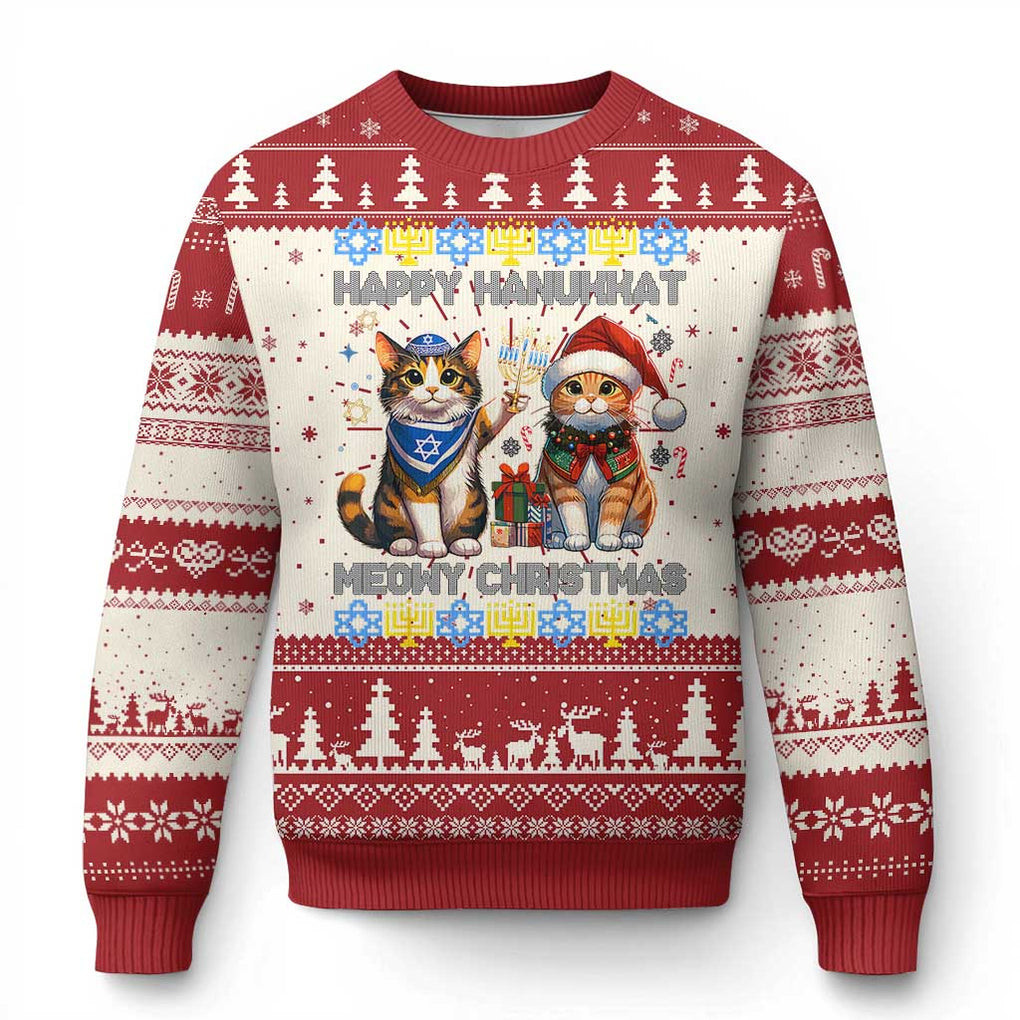 Cat Happy Hanukkah Meowy Xmas Ugly Christmas Sweater Cute Gifts Ideas For Cat Owner Xmas