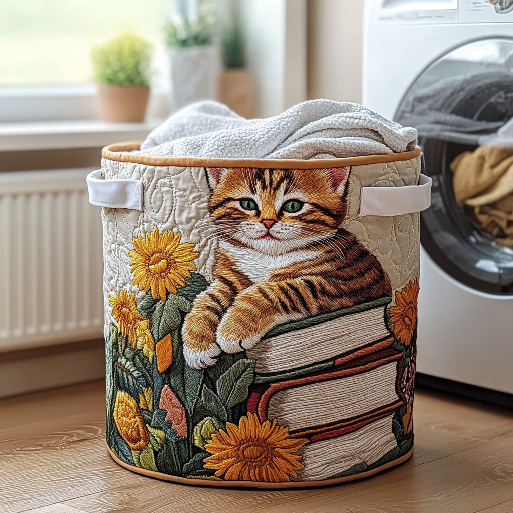 Cat Harmony Quilted Laundry Basket Great Stocking Stuffer