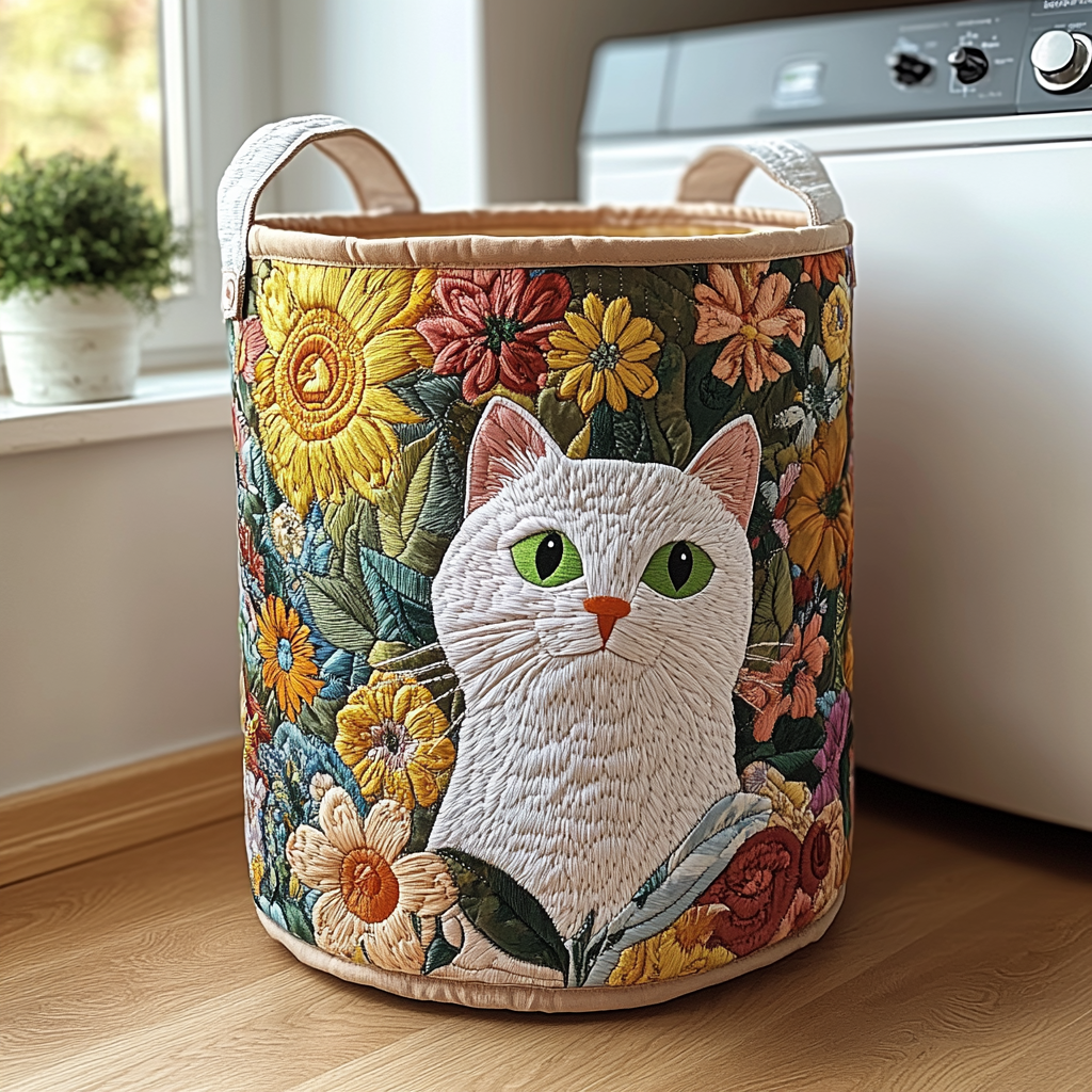 Cat Haven Quilted Laundry Basket Perfect Gift For College Dorm