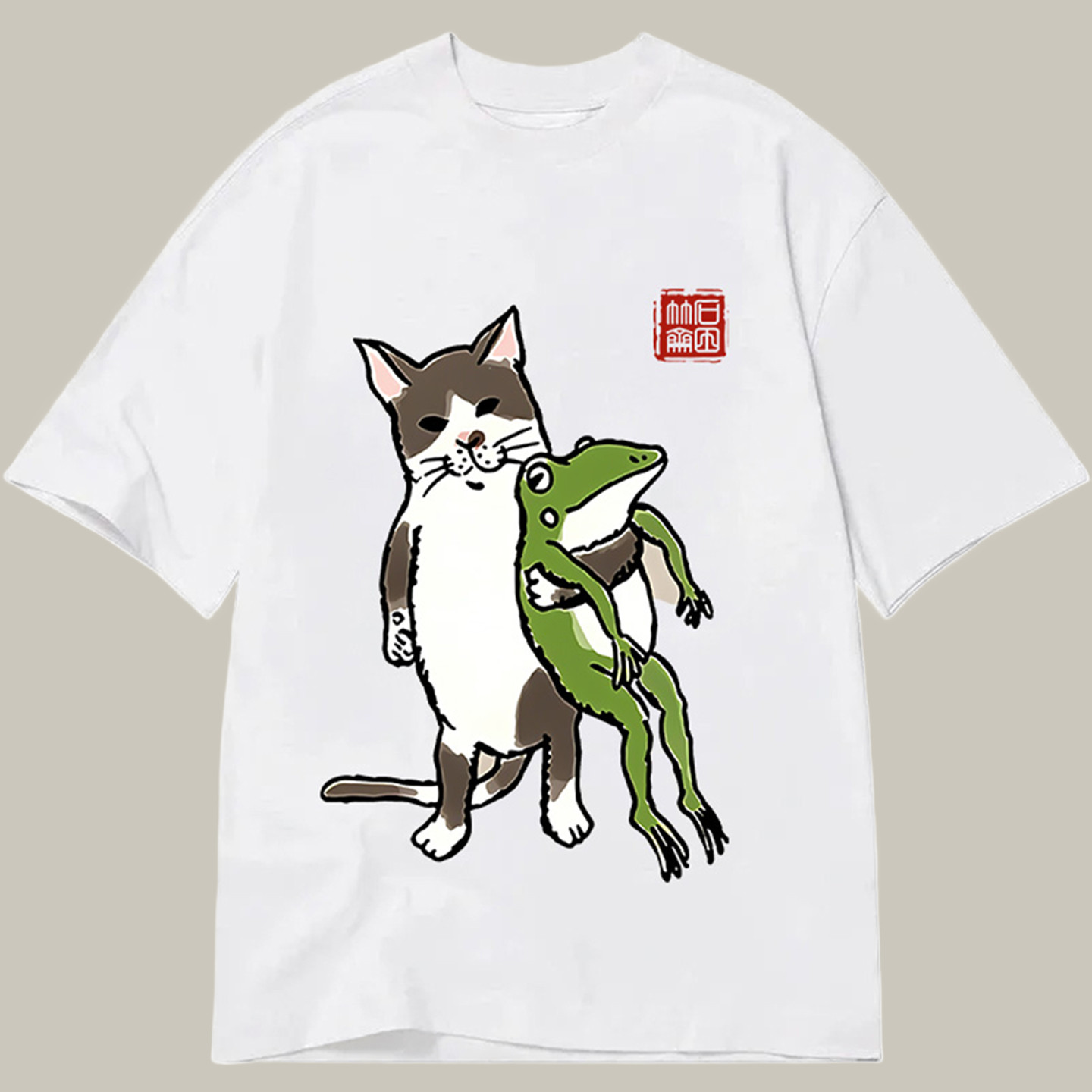 Cat Holding A Frog Classic Shirt Cool Graphic T-Shirts Xmas Gifts For Son