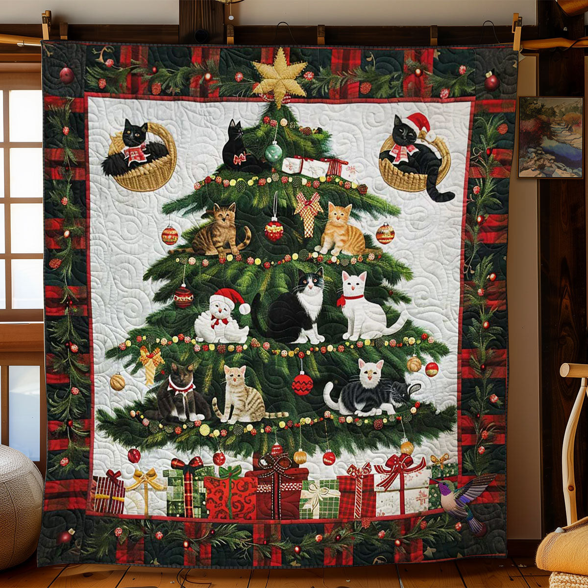 Cat Holiday Magic Holiday Christmas Quilt Blanket Christmas Gift Ideas For Wife