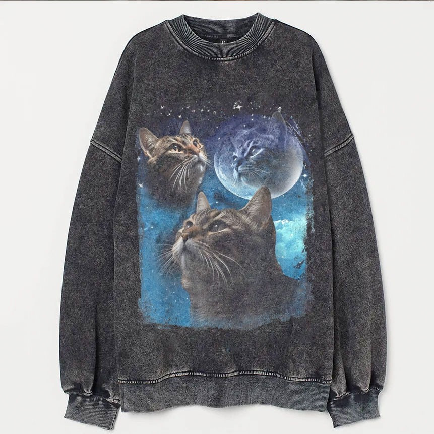 Cat Howling At The Moon Sweatshirt Adorable Cat Clothing Present Ideas For Cat Lovers