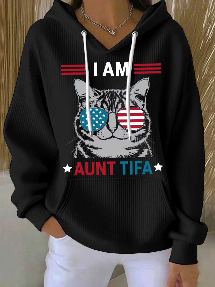 Cat I Am Aunt Tifa Hoodie Reject Fascism Anti ICE Clothing Gifts For Her