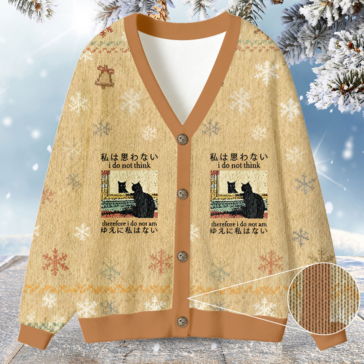 Cat I Do Not Think Therefore I Do Ugly Cardigan Sweatshirt Cute Xmas Outfit Funny Cat Presents