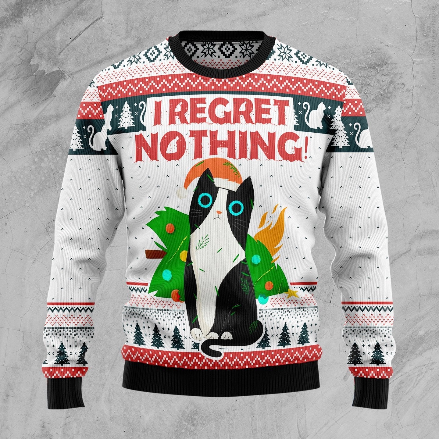Cat I Regret Nothing Ugly Christmas Sweater Cool Xmas Jumpers Gifts For Cat Lovers