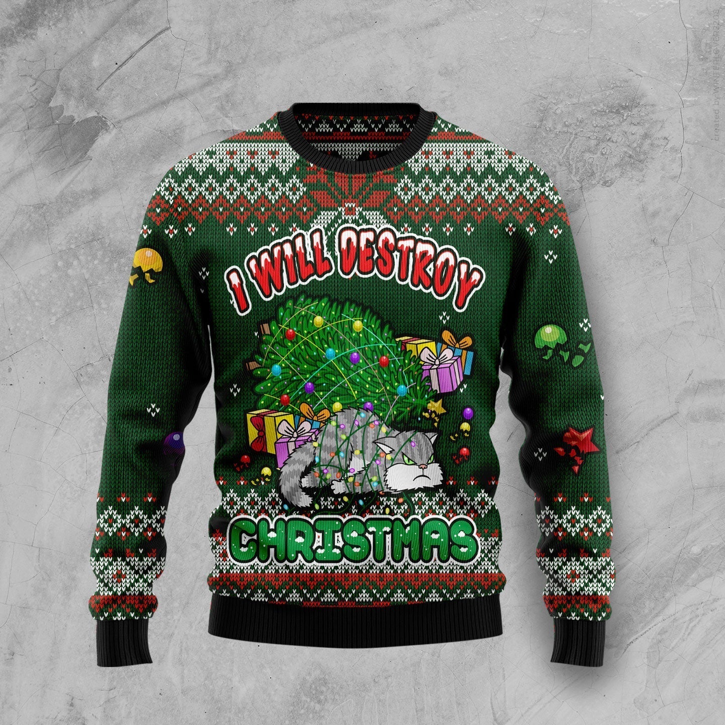 Cat I Will Destroy Christmas Ugly Sweater Naughty Cat Jumper Christmas Gifts For Cat Lovers